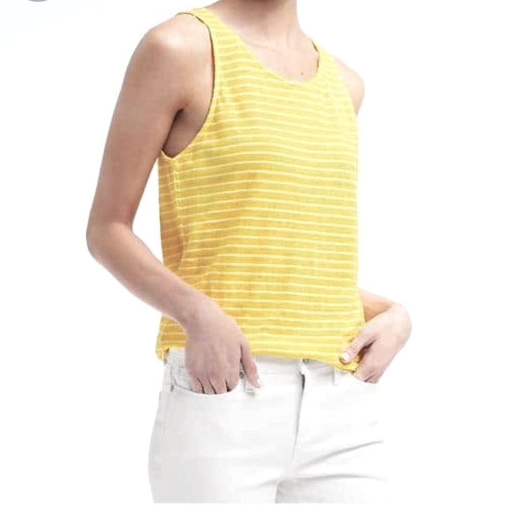 BANANA REPUBLIC LINEN BLEND SLEEVELESS TANK LEMON YELLOW NEVER WORN